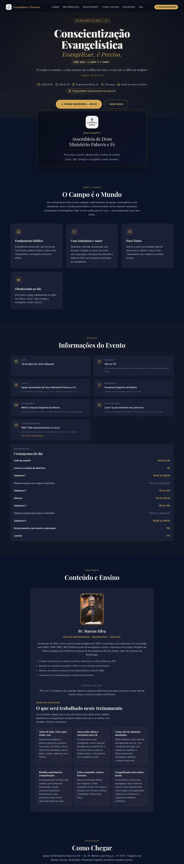 Site: Evento de igreja